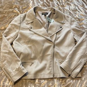 Ann Taylor XL Petite Grey Moto Jacket NWT
